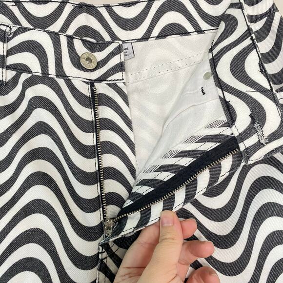 The Ragged Priest White Charcoal Wave Print 100% Cotton Dad Jeans 30 - Picture 5 of 13